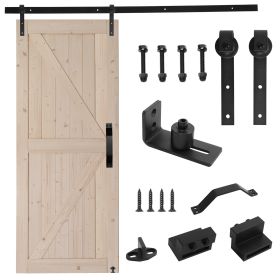 84x36 inch Sliding Barn Door with 6.6FT Barn Door Hardware Kit & Handle