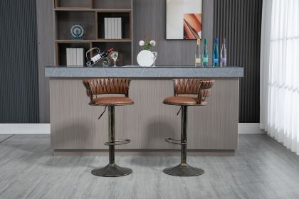 COOLMORE Swivel Bar Stools Set of 2 Adjustable Counter Height Chairs with Footrest for Kitchen, Dining Room 2PC/SET