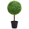 Artificial Boxwood Plant with Pot Ball Shaped Green 28"