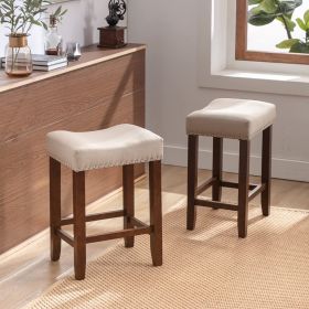 Bar Stools Set of 2; 24" Counter Stool Backless Square Saddle Island Stool Farmhouse Barstools for Kitchen Counter Dining Room