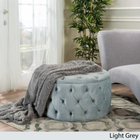 Maelyn Plush New Velvet Ottoman Light Grey