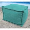 20" x 20" Tory Caribe Teal Solid Square Outdoor Pouf Ottoman with Flange