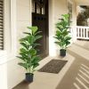 2-Pack Artificial Fiddle Leaf Fig Tree for Indoor and Outdoor