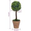 Artificial Boxwood Plants 2 pcs with Pots Ball Shaped Green 13"