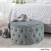 Maelyn Plush New Velvet Ottoman Light Grey