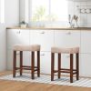 Bar Stools Set of 2; 24" Counter Stool Backless Square Saddle Island Stool Farmhouse Barstools for Kitchen Counter Dining Room