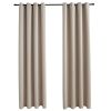 Blackout Curtains with Rings 2 pcs Beige 54"x95" Fabric