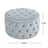 Maelyn Plush New Velvet Ottoman Light Grey