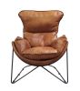 ACME Thurshan Accent Chair in Aperol Top Grain Leather & Black Finish 59945