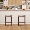 Bar Stools Set of 2; 24" Counter Stool Backless Square Saddle Island Stool Farmhouse Barstools for Kitchen Counter Dining Room