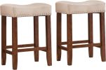 Bar Stools Set of 2; 24" Counter Stool Backless Square Saddle Island Stool Farmhouse Barstools for Kitchen Counter Dining Room